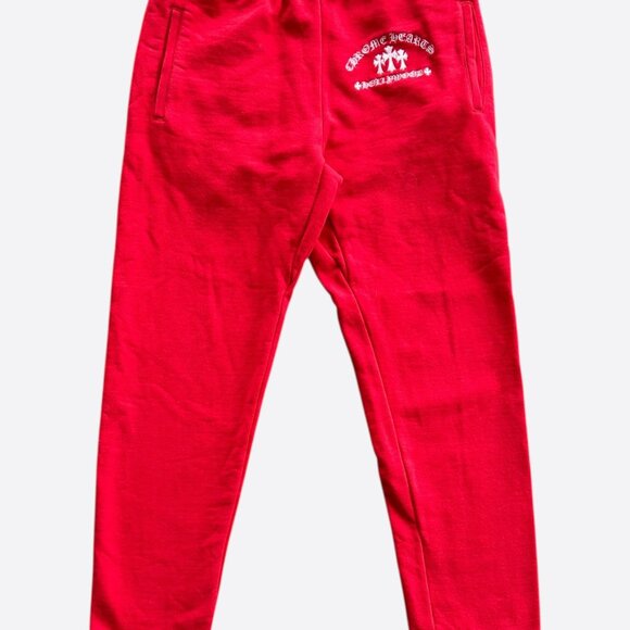 Chrome Hearts Red & White Triple Cross Embroidered Sweatpants - Picture 1 of 7